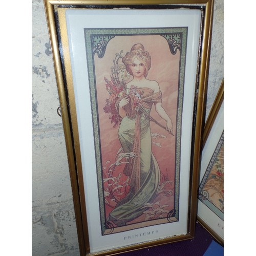 269 - PAIR OF ART-NOUVEAU STYLE PRINTS 'PRINTEMPS' AND 'ETE' FRAMED/GLAZED.