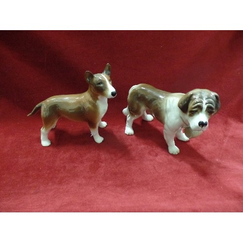 121 - 7 X LARGE CERAMIC DOG FIGURES. INC GREAT DANE, ST BERNARD, CORGI, SPANIEL. [STAFFORDSHIRE-NELSON, CO... 