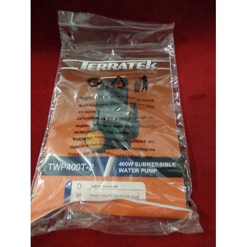 171 - TERRATEK SUBMERSIBLE WATER PUMP. 400W. TWP400T-2. WITH USER MANUAL.