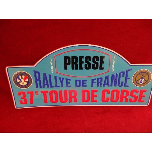 196 - 2 REPRO TIN SIGNS. RALLYE DE FRANCE & RALLYE MILLE PISTES.