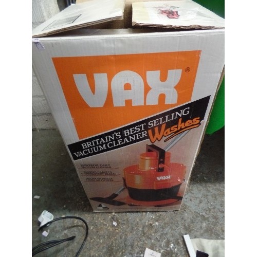 204 - VAX WET & DRY VACUUM. BOXED. WITH QUANTITY OF NEW VAX BAGS. ORIGINAL BOX.