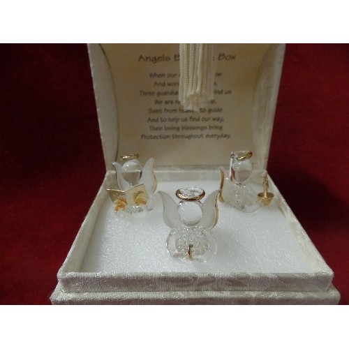 221 - 'CRYSTAL' ANGELS BLESSING BOX, ALSO 4 HANGING 'CRYSTAL' ANGELS [BOXED]