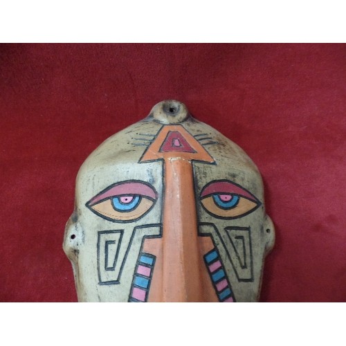 222 - PAINTED CERAMIC MASK. WALL DECORATION.