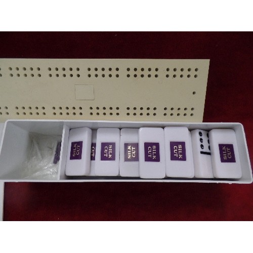 250 - RETRO SILK-CUT KING-SIZE BRANDED DOMINOES & CRIBBAGE SET, WITH INSTRUCTIONS.