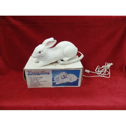 571 - BOXED WHITE RABBIT PHONE. MODEL RF-8008