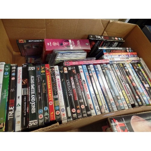 649 - BOX OF DVD'S AND CD'S.