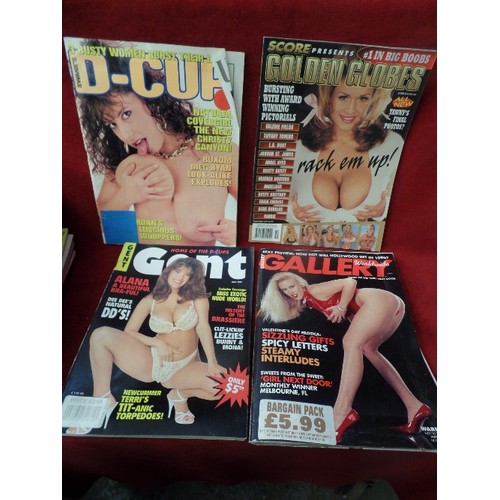 650 - LARGE QUANTITY OF GENTLEMENS MAGAZINES. GALLERY, MAYFAIR, LEG-SEX, LEG-ACTION, VOLUPTUOUS, D-CUP ETC... 