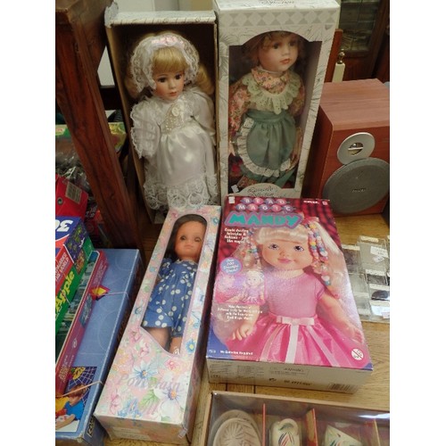 682 - 3 BOXED COLLECTORS DOLLS. AND A BEAD MAGIC MANDY.