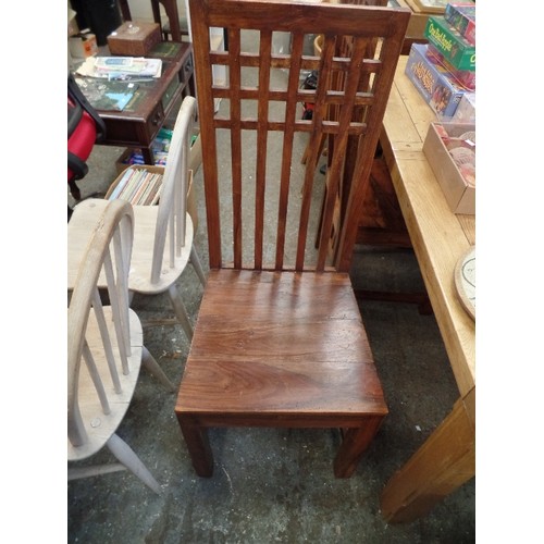 689 - SET OF 6 JALI-WOOD DINING CHAIRS