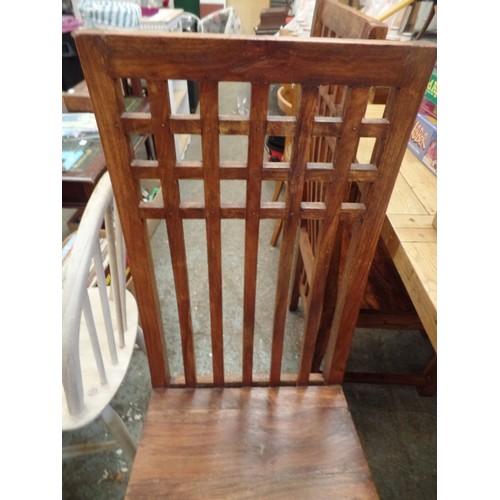 689 - SET OF 6 JALI-WOOD DINING CHAIRS