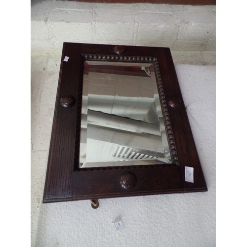 791 - VINTAGE DARK STAINED OAK MIRROR