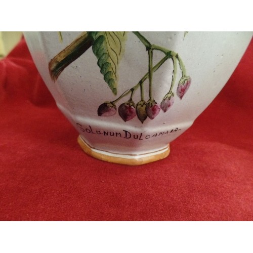 548A - 2 TERRACOTTA PAINTED VASES SOLANUM DULCAMARS AND ANEMONE PULSATILLA FLOWER DECORATION