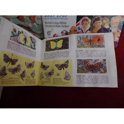73 - 4 BROOKE BOND TEA CARD ALBUMS - BRITISH BUTTERFLIES, HISTORY OF THE MOTOR CAR, FAMOUS PEOPLE 1869-19... 
