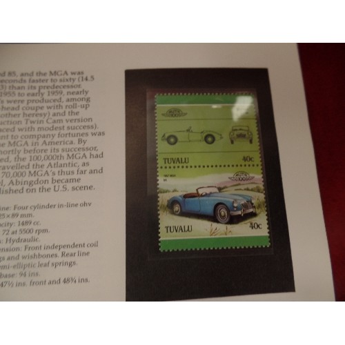 85 - STAMPS. AUTO 100, THE WORLDS GREATEST CAR COLLECTION. APPEARS TO BE COMPLETE SET. SPARE FOLDER ALSO.