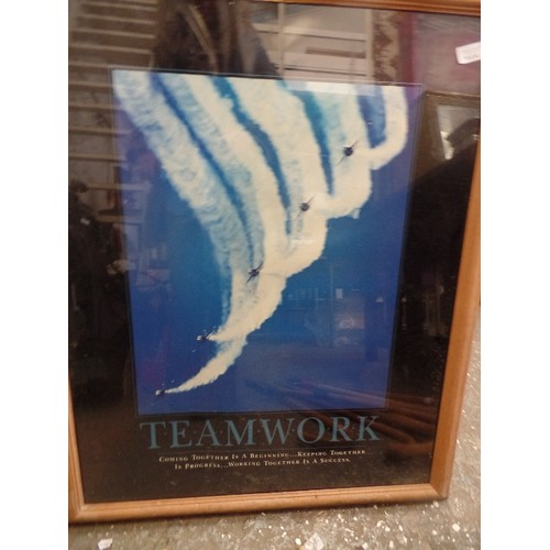 169 - 3 X LARGE FRAMED MOTIVATIONAL POSTERS, INC 'TEAMWORK' 'ACHIEVEMENT' AND 'ADVERSITY'