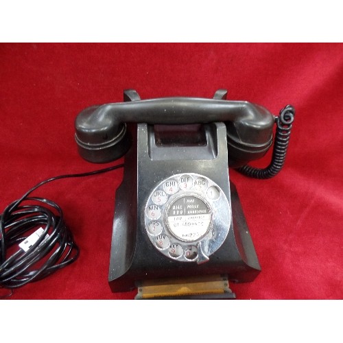 185 - AN ORIGNAL  VINTAGE BPO 300 TYPE BLACK BAKELITE DIAL TELEPHONE WITH DRAWER