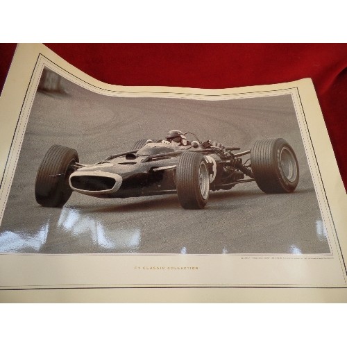 217 - 2 FRAMED AND GLAZED PRINTS BULLDOGRALLY 1999 AND FOREST RALLY 1999 AND F1 CLASSICS UNFRAMED PRINTS