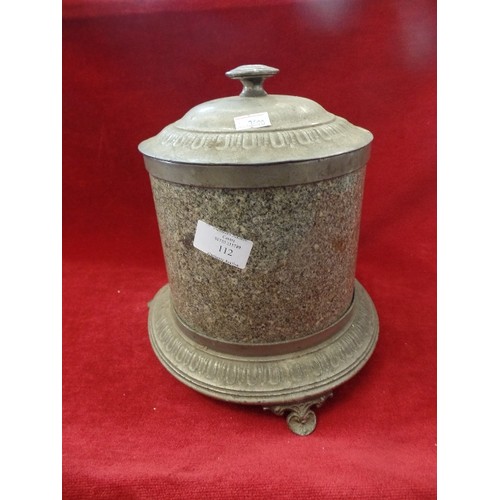 112 - VINTAGE URN WITH LID. PEWTER?