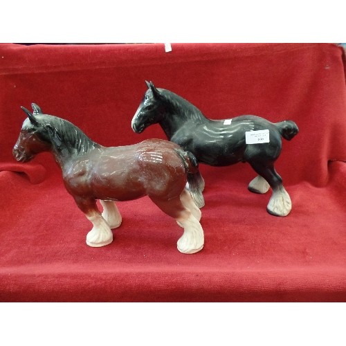 160 - PAIR OF LARGE SHIRE/HEAVY HORSE FIGURES. CERAMIC.