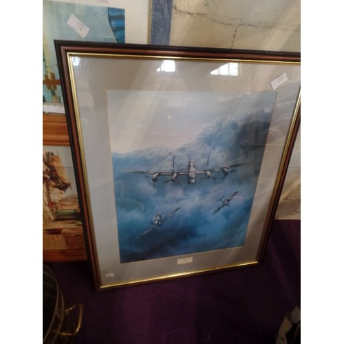 177 - CLASSIC WARPLANES. VERY ATMOSPHERIC IMAGE OF PLANES ABOVE THE CLOUDS. FRAMED/GLAZED PRINT BY DAVID W... 