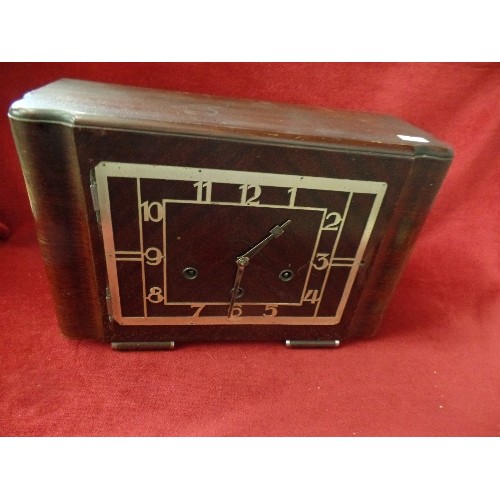 189 - ART DECO MANTLE CLOCK. MADE IN WURTTEMBERG. HAS WESTMINSTER & WHITTINGTON CHIME, OR CAN BE SILENCED.