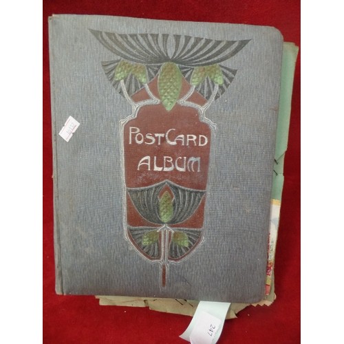 247 - ART NOUVEAU DESIGN POSTCARD ALBUM. CONTAINS VINTAGE BIRTHDAY AND GREETINGS CARDS.