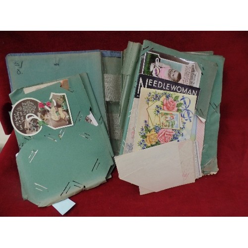 247 - ART NOUVEAU DESIGN POSTCARD ALBUM. CONTAINS VINTAGE BIRTHDAY AND GREETINGS CARDS.