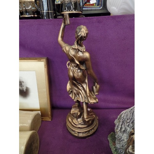 127 - LARGE WATER CARRIER FIGURE IN ANTIQUED BRASS EFFECT.