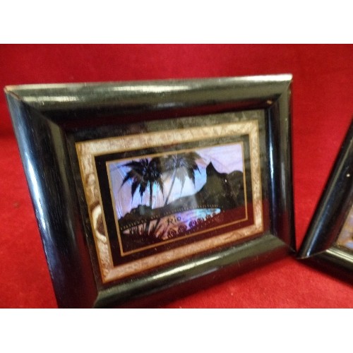 35 - VINTAGE BUTTERFLY WING FRAMED AND GLAZED LANDSCAPES OF RIO DE JANEIRO