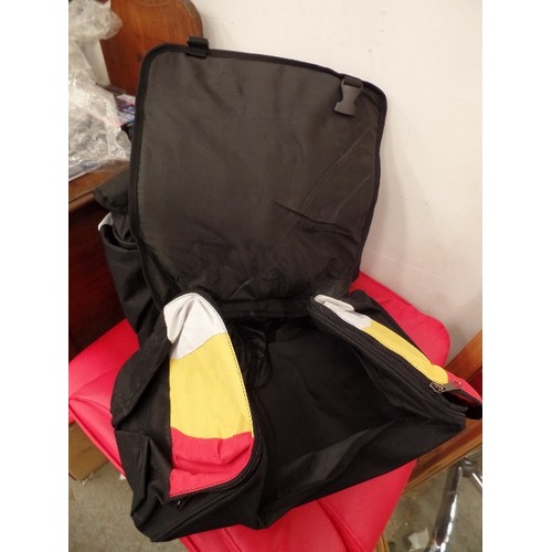 548 - PAIR OF NEW CYCLE BAGS IN BLACK ,WHITE , YELLOW AND RED