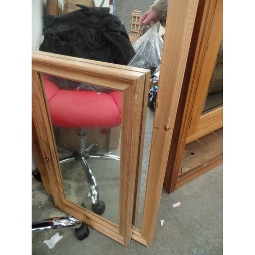 550 - 2 PINE FRAMED MIRRORS 88CM X 57CM AND 71CM X 39CM