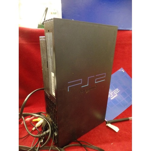 65 - PLAYSTATION 2 CONSOLE WORKING WITH ORIGINAL BOX AND LEADS PLUS MANUALS