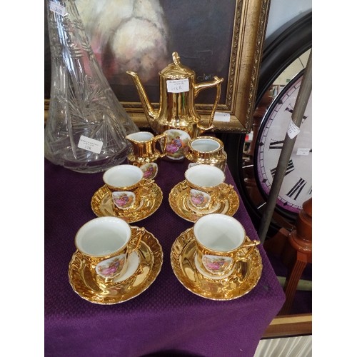 118A - GOLD LUSTRE 4 PERSON COFFEE SET WITH COFFEE POT, SUGAR BOWL AND MILK JUG