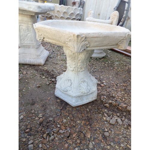 422 - GOTHIC STYLE BIRD BATH, WITH HEXAGONAL TOP.