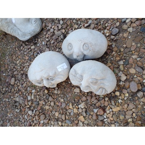 418 - HAPPY FACE GARDEN STONES X 3.