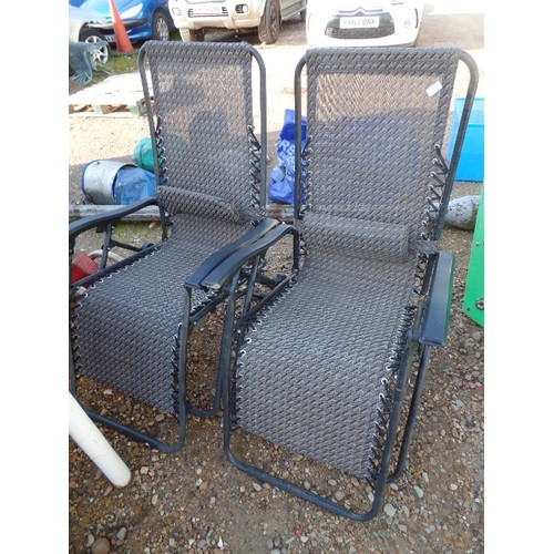 401 - PAIR OF POWDER-COATED 'LACED' GARDEN CHAIRS, WITH HEAD-RESTS.