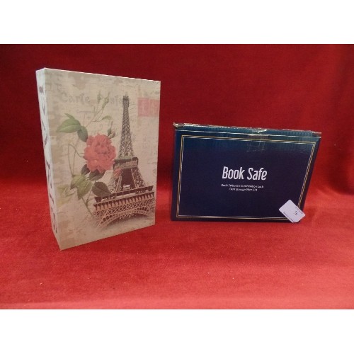 76 - BOOK-SAFE, LOCKABLE CASH-STORAGE BOX. EIFFEL TOWER-PARIS THEMED. BOXED.