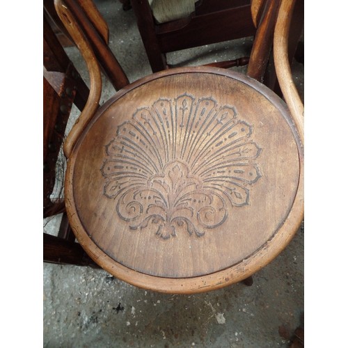 106 - EDWARDIAN BENTWOOD CAFE CHAIR - PROBABLY THONET - REMAINS OF LABEL TO UNDERSIDE FRAME 