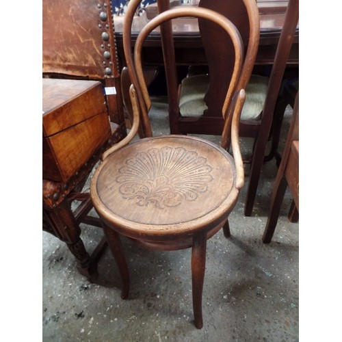 106 - EDWARDIAN BENTWOOD CAFE CHAIR - PROBABLY THONET - REMAINS OF LABEL TO UNDERSIDE FRAME 