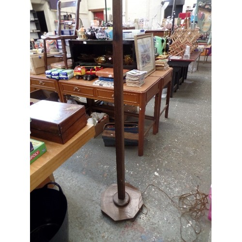 137 - MID-CENTURY WOODEN STANDARD LAMP BASE. SQUARE COLUMN AND OCTAGONAL BASE.