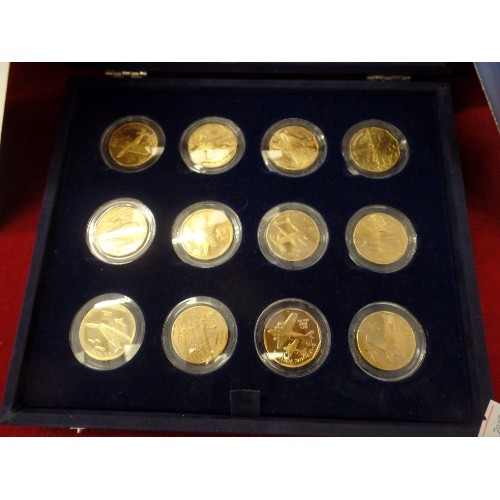 69 - LOVELY MINT COIN COLLECTION IN BLUE VELVET DISPLAY CASE. FIRST DAY COVER $10 LEGENDARY AIRCRAFT OF W... 