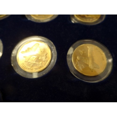 69 - LOVELY MINT COIN COLLECTION IN BLUE VELVET DISPLAY CASE. FIRST DAY COVER $10 LEGENDARY AIRCRAFT OF W... 