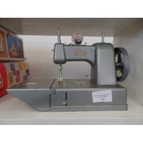 79 - TINY VINTAGE VULCAN SEWING MACHINE. CHILD-SIZE. MADE IN ENGLAND.