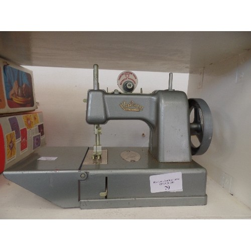 79 - TINY VINTAGE VULCAN SEWING MACHINE. CHILD-SIZE. MADE IN ENGLAND.