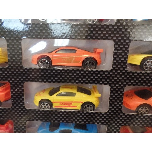 84 - NEW/BOXED SCALE MODEL CARS. BOX OF 16 X SURMOUNT STURDY STYLE.