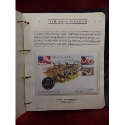 93 - ALBUM OF FIRST DAY COVER COINS. 'THE HISTORY OF WORLD WAR II'