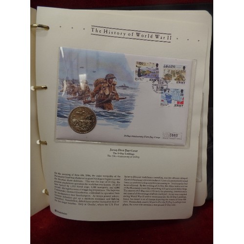 93 - ALBUM OF FIRST DAY COVER COINS. 'THE HISTORY OF WORLD WAR II'