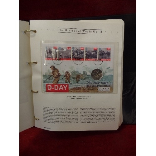 93 - ALBUM OF FIRST DAY COVER COINS. 'THE HISTORY OF WORLD WAR II'