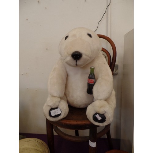 105 - COCA-COLA POLAR BEAR. LARGE SOFT TOY HOLDING TINY BOTTLE.