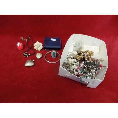 166 - BOX OF COSTUME JEWELLERY.